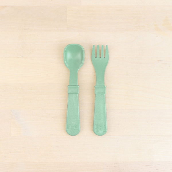 Replay Fork and Spoon Set Replay Lifestyle Sage at Little Earth Nest Eco Shop Replay Set of 2 Utensils including Fork and Spoon Geelong Online Store Australia